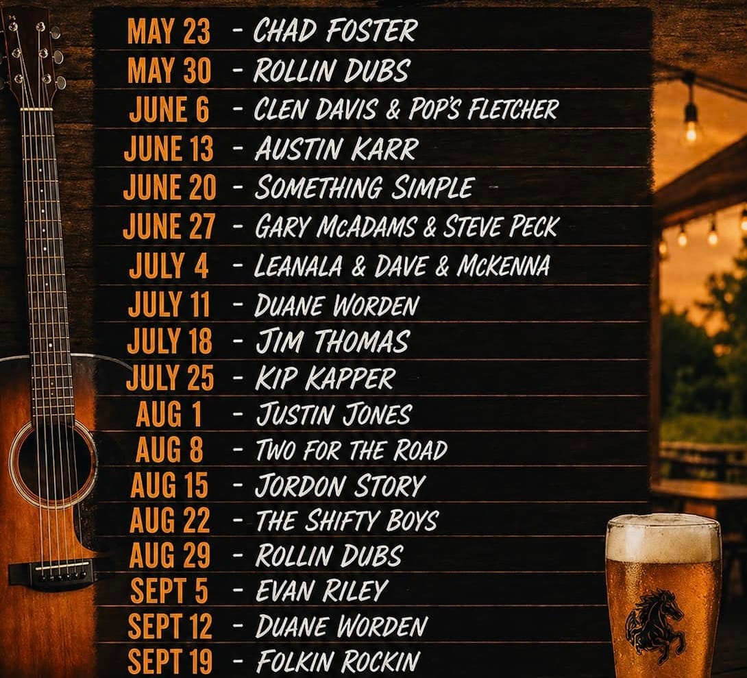 Summer of 2026 Saturday Night Acoustic Music Lineup at Mustangs Bar & Grill, South Beloit IL