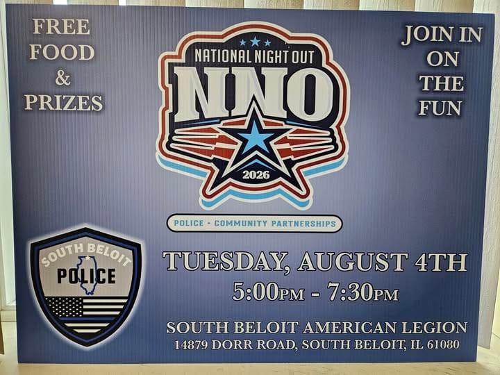 Join the South Beloit Police Dept for National Night Out at VFW Post 11019 - South Beloit