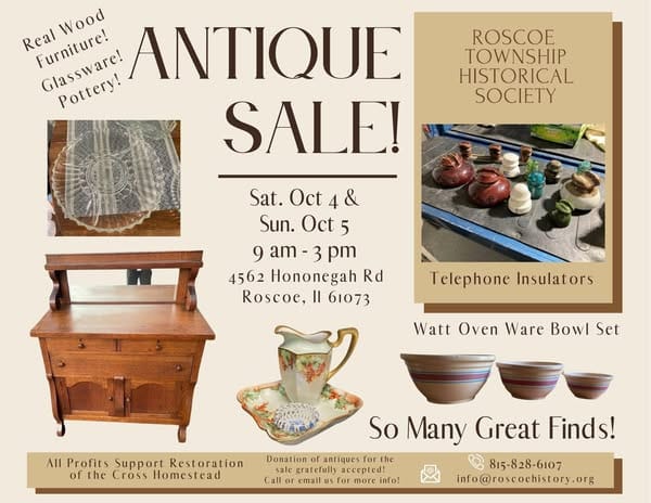 Donate to Roscoe Township Historical Society Annual Antique Sale