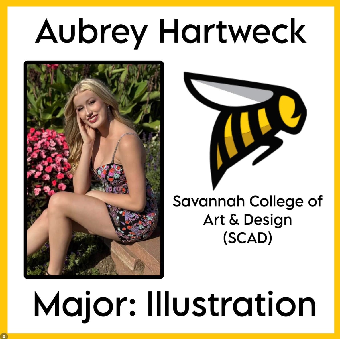 Congrats to Hononegah Senior Aubrey Hartweck for going to SCAD