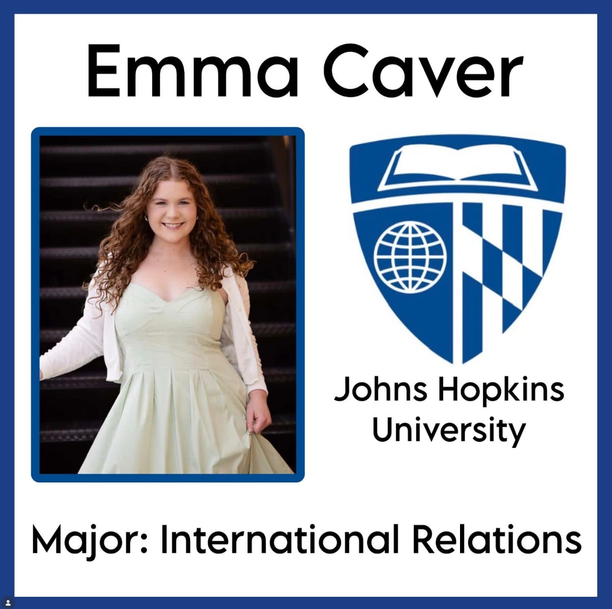 Congrats to Hononegah Senior Emma Caver for going to Johns Hopkins University