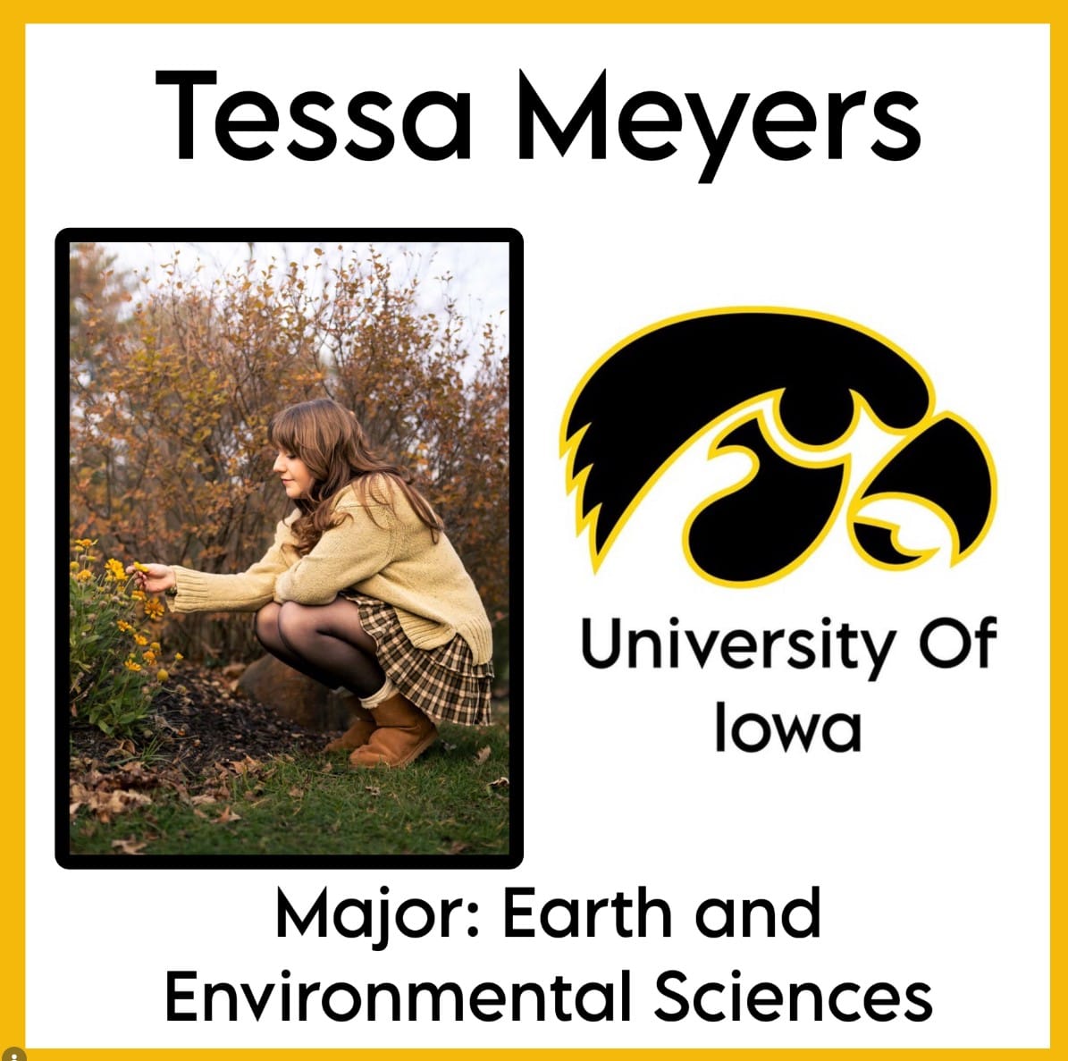 Congrats to Hononegah Senior Tessa Meyers for going to University of Iowa