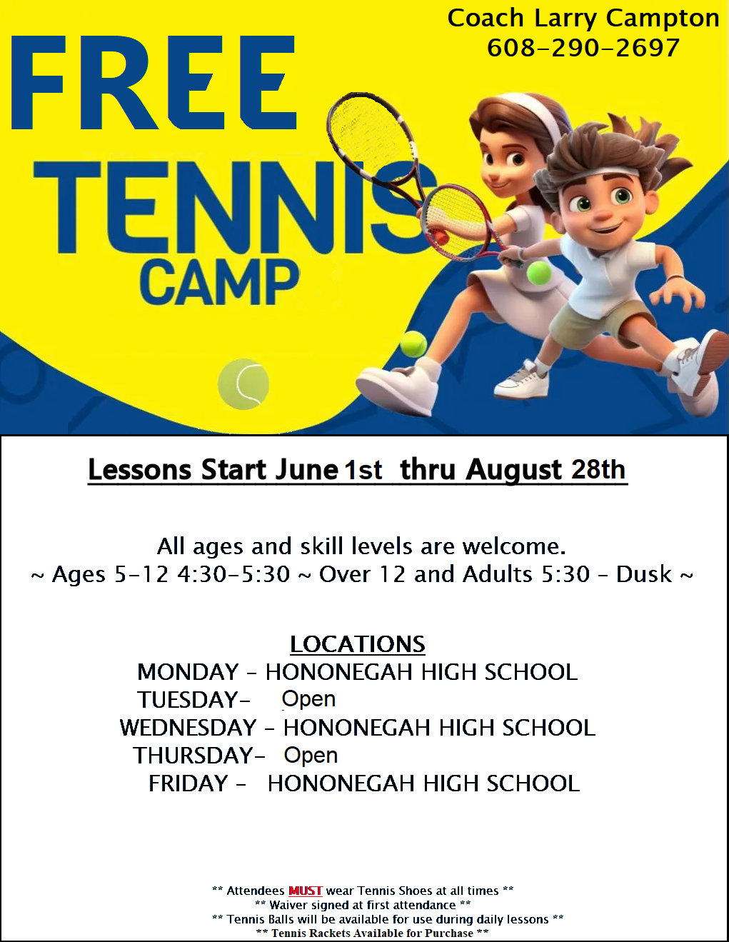 Free Tennis Camp