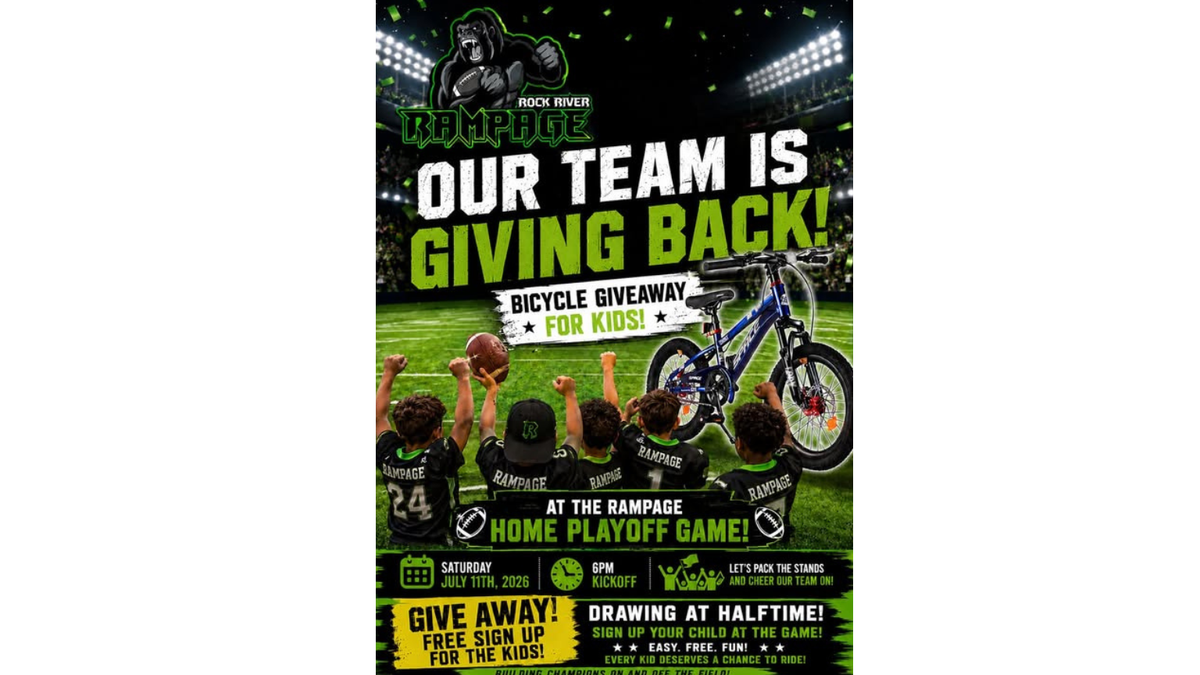 Rock River Rampage adds community bike giveaway as team prepares for playoff showdown Saturday night