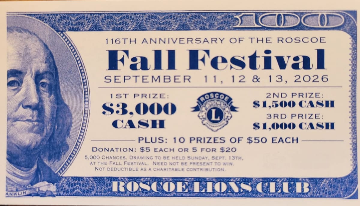Roscoe Lions raffle brings big prizes and bigger community impact to this year’s Fall Festival