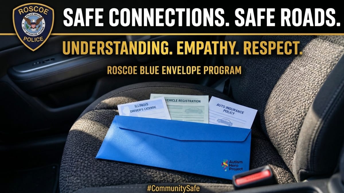 Roscoe Police Launch Voluntary "Blue Envelope" Program to Assist Autistic Drivers during Traffic Stops