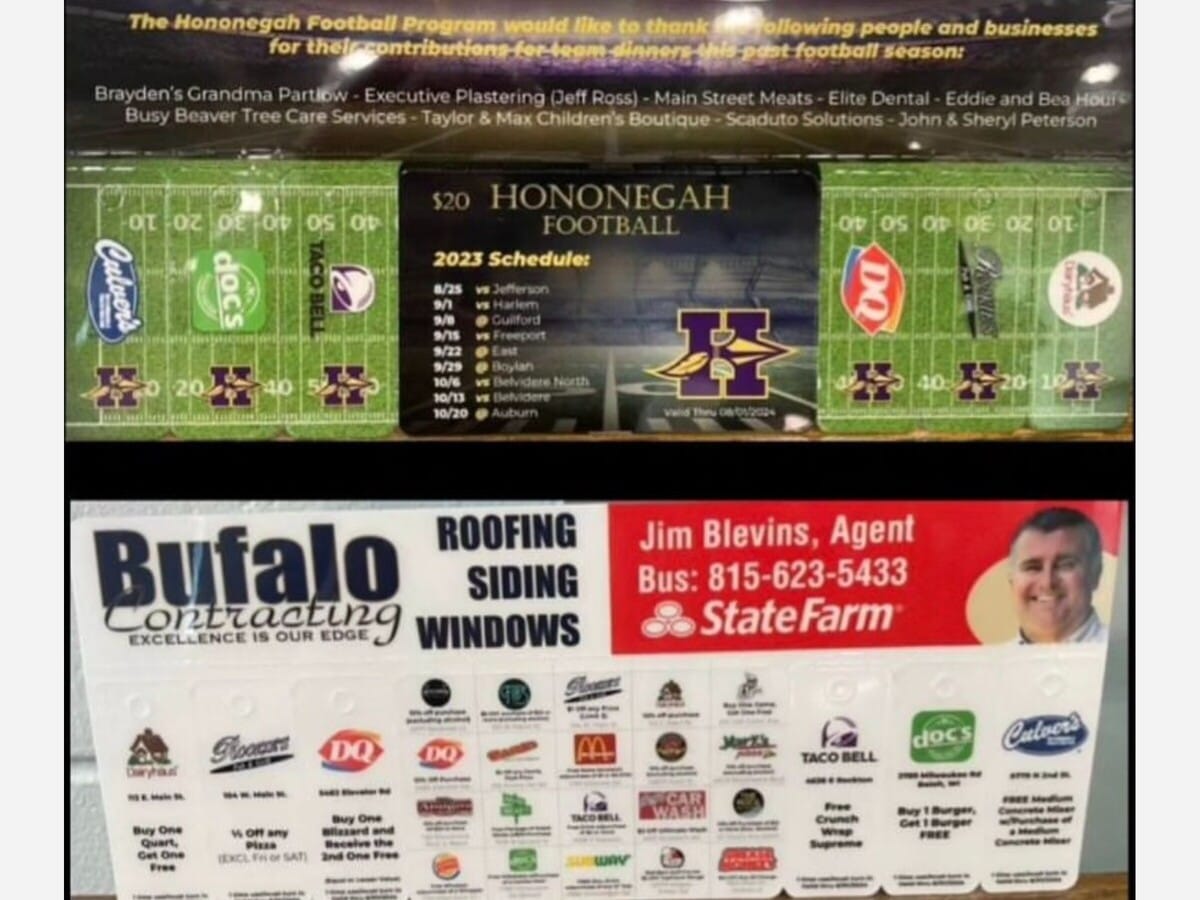 Hononegah football team selling discount cards as a fundraiser