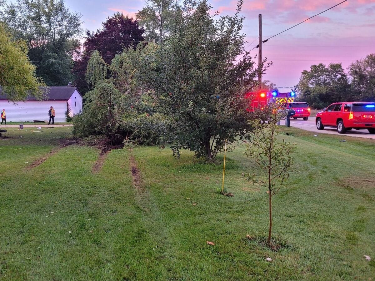 Driver ejected from car and taken by ambulance