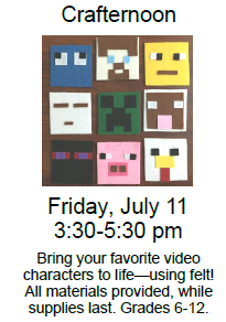 Teen Crafternoon at Talcott Library
