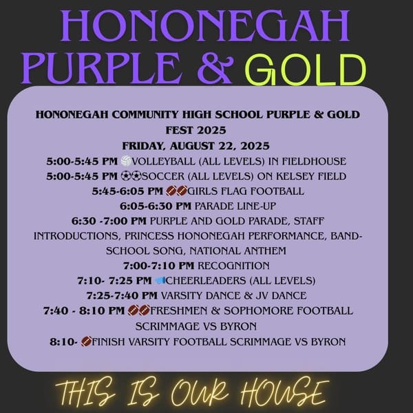 Purple & Gold at Hononegah High School, Friday night, August 22nd, 2025