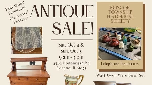 Antique Sale: Roscoe Township Historical Society