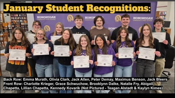 Hononegah students and staff recognized for helping with Special Olympics and ACT testing