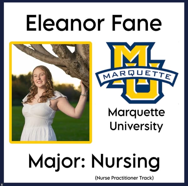 Congrats to Hononegah Senior Eleanor Fane for going to Marquette University