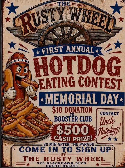 [draft] The Rusty Wheel to host hot dog eating contest