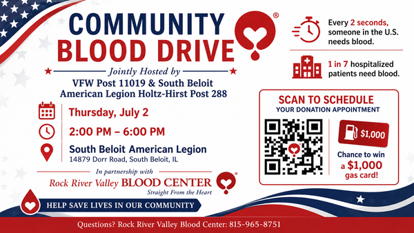 VFW Post 11019 and South Beloit American Legion Post 288 Team Up for Community Blood Drive
