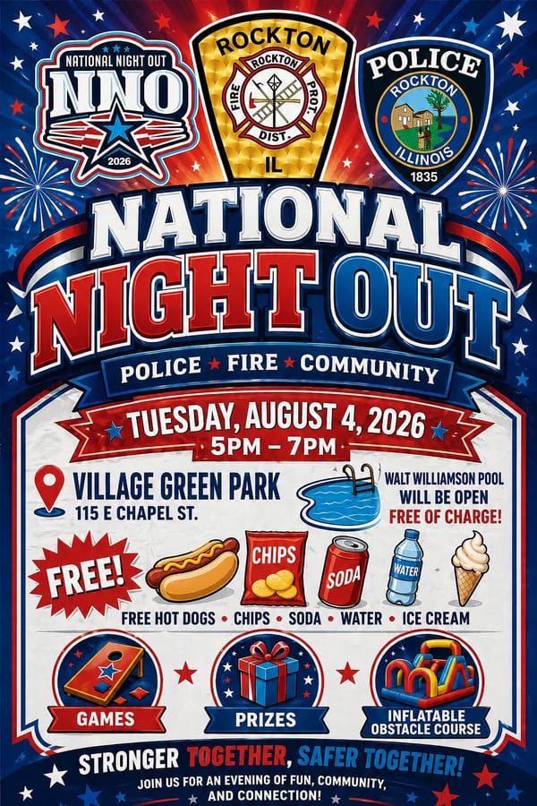 Join the Rockton Police & Rockton Fire Department for National Night Out!