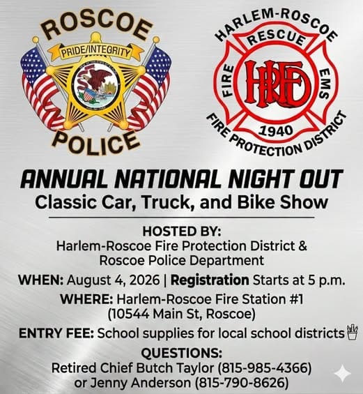 Join the Harlem-Roscoe Fire Department and the Roscoe Police for National Night Out