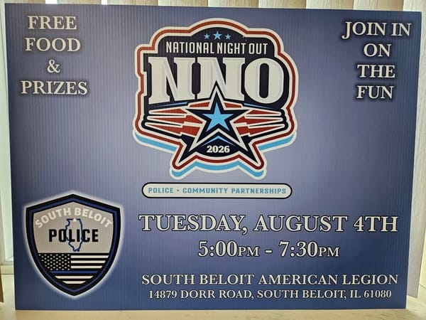 Join the South Beloit Police Dept for National Night Out at VFW Post 11019 - South Beloit