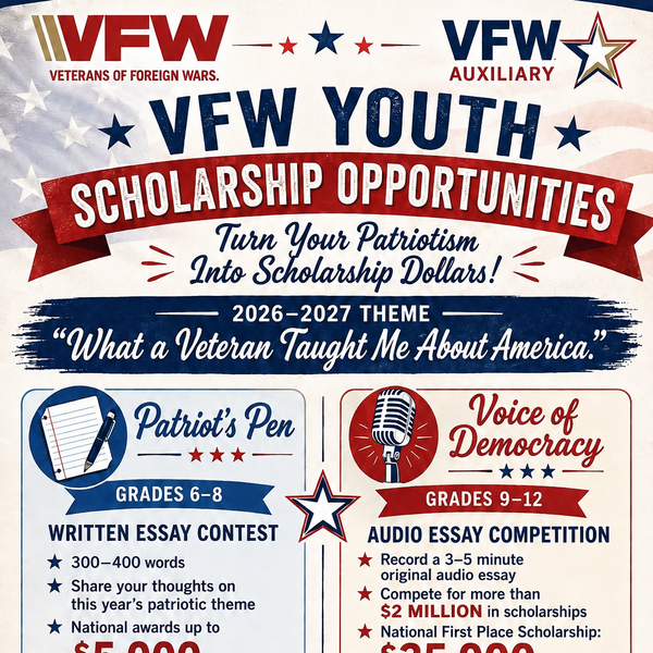 VFW Post 11019 Seeks Student Entries for National Scholarship Competitions