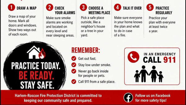 Harlem-Roscoe Fire District Urges Families to Build and Practice Home Evacuation Plans