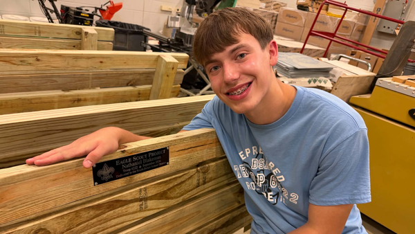 Nate Blakeman’s Eagle Scout benches find a home in South Beloit — and a community celebrates his craftsmanship, character, and family support