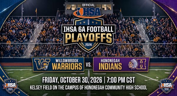 Willowbrook comes to Kelsey Field Friday night October 30 2026 at 7PM.