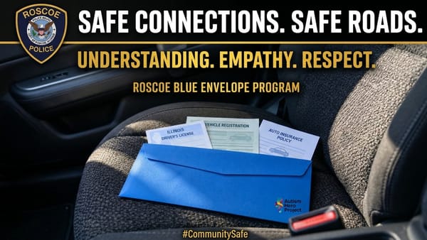 Roscoe Police Launch Voluntary "Blue Envelope" Program to Assist Autistic Drivers during Traffic Stops
