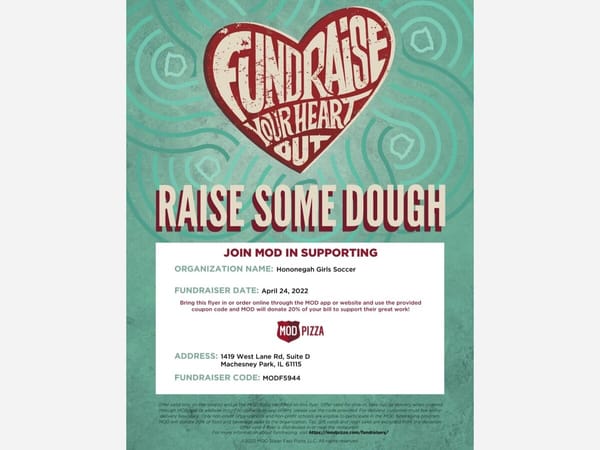 April 24th, 2022 ﻿Fundraise Your Heart Out for the ﻿Hononegah Girls Soccer Team