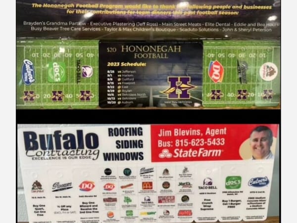 Hononegah football team selling discount cards as a fundraiser