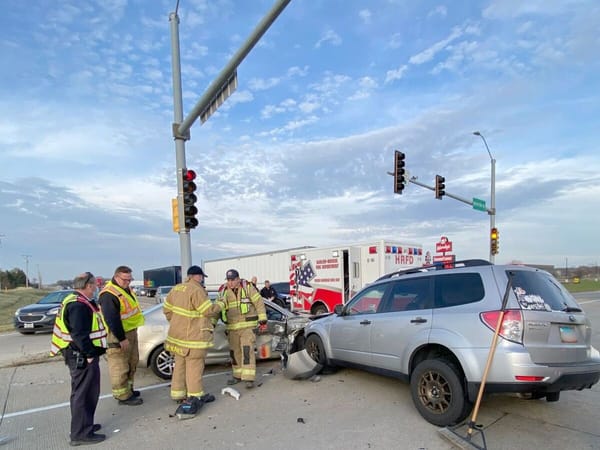 Three taken to hospital after two-car collision at major Roscoe intersection