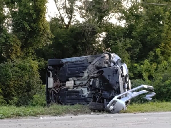 In rollover collision in Roscoe, one taken by ambulance