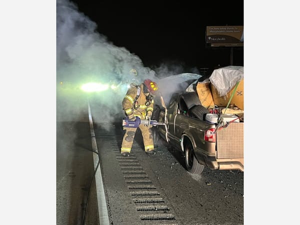 No injuries in pickup fire on Rockton Road off-ramp