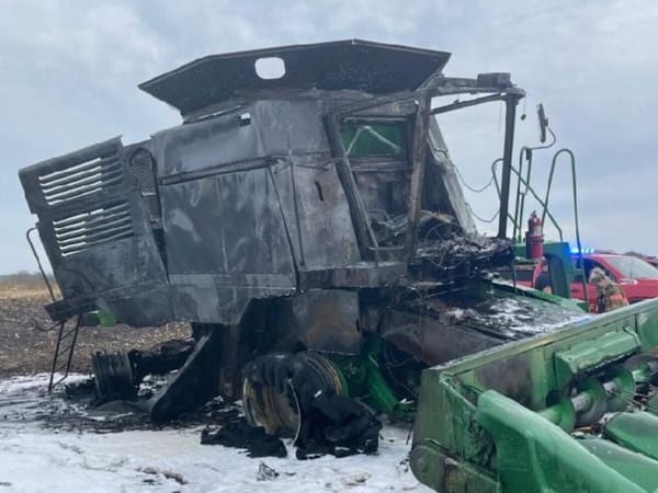 Combine fire burns 40 acres near Old River Road