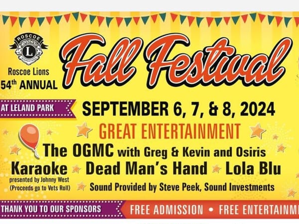 Summer is nearly over. Time for Roscoe's annual Fall Festival.