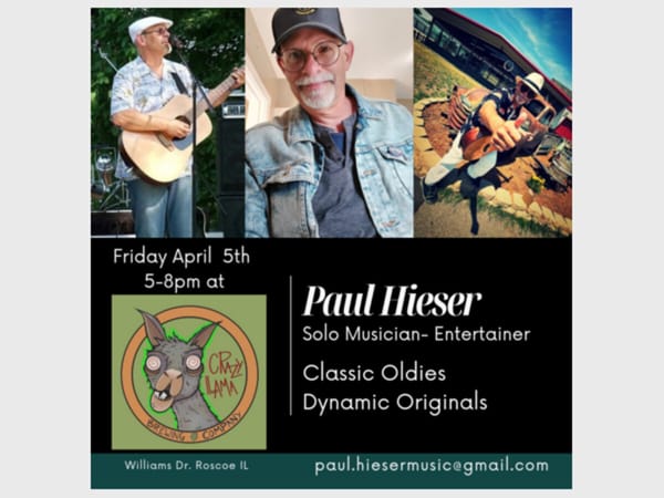 Live Music with Pauley @ Crazy Llama Brewing