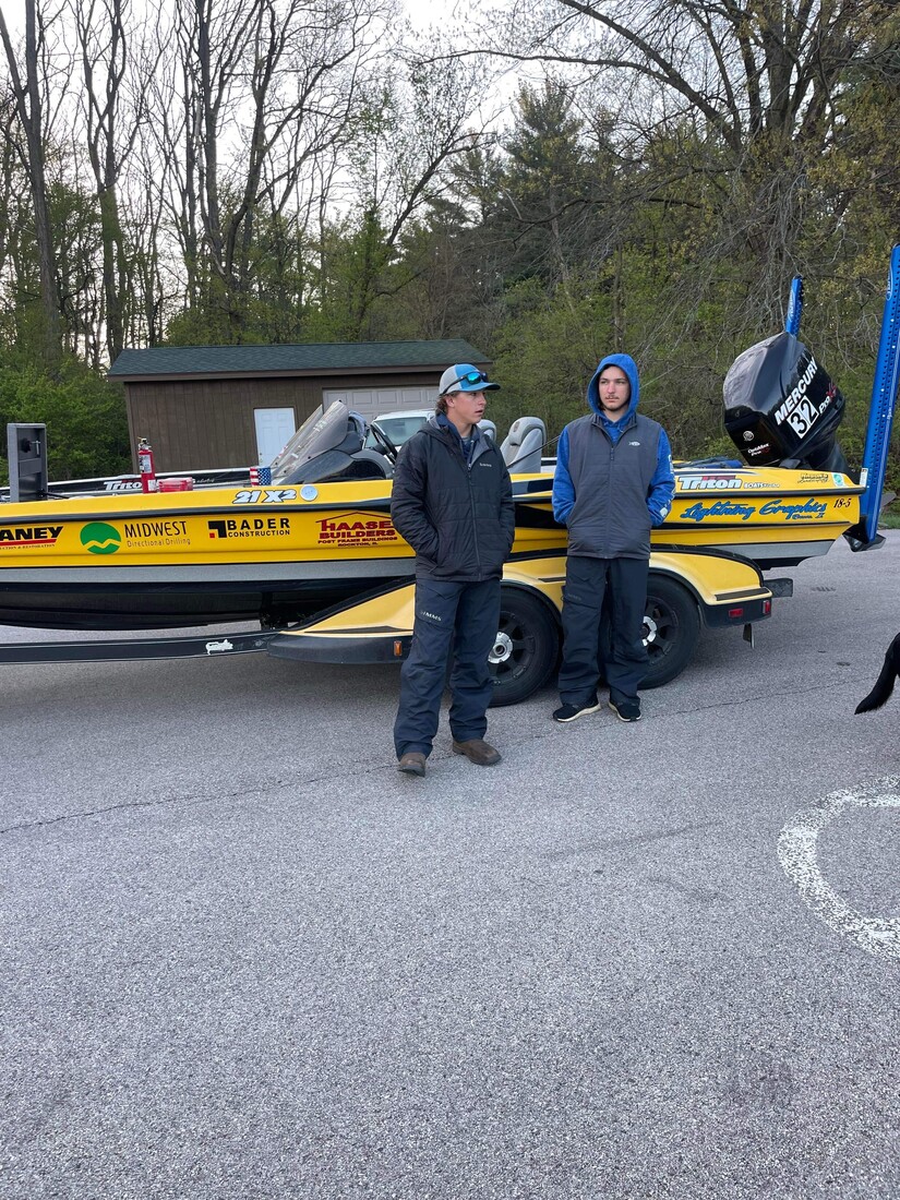 Colton Boelkes and Mason Lambert waiting to Launch their boat at the Pierce Lake sectional in Rock Cut State Park
