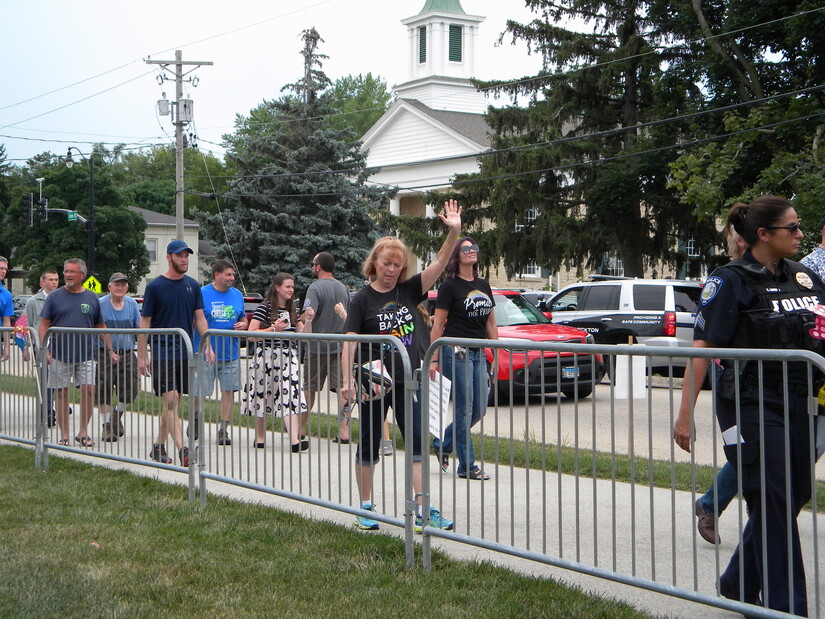 Group from Rockford Family Initiative marching outside the pride party