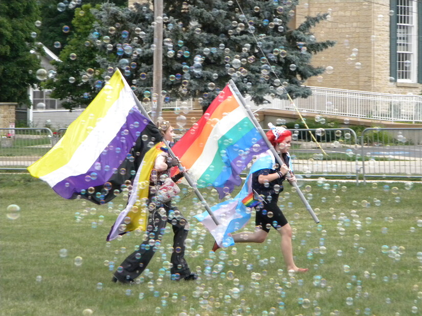 Racing with pride flags