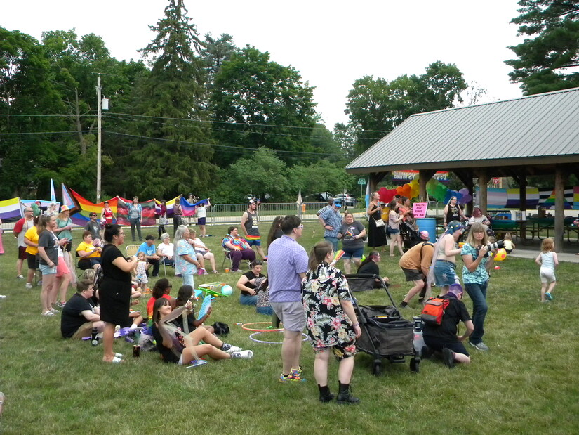 People gathering for drag show