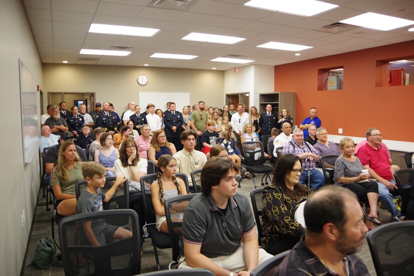 audience at fire department award ceremony