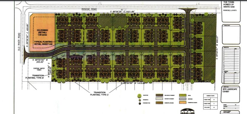 Drawings of the proposed Townhomes of White Oak, Roscoe IL