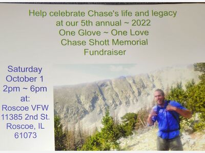 One Glove ~ One Love Chase Shott Memorial held it's 5th annual fundraiser Saturday October 1st.  