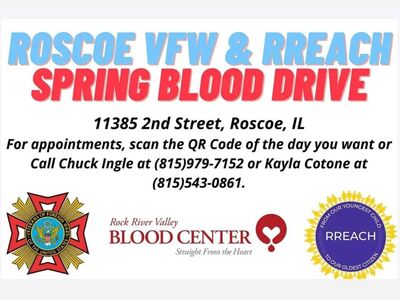 Roscoe VFW & RREACH Spring Blood Drive will be Tuesday and Thursday