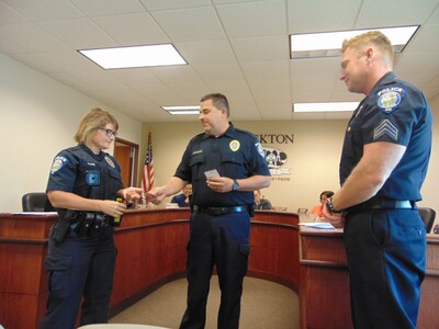 Two police officers celebrated for 20 years of service to Rockton Village