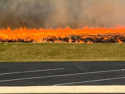 Controlled prairie burn near Willowbrook Middle School